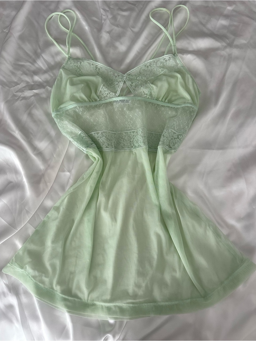 La Perla Sheer Lace Trim Chemise Nightdress - Mint